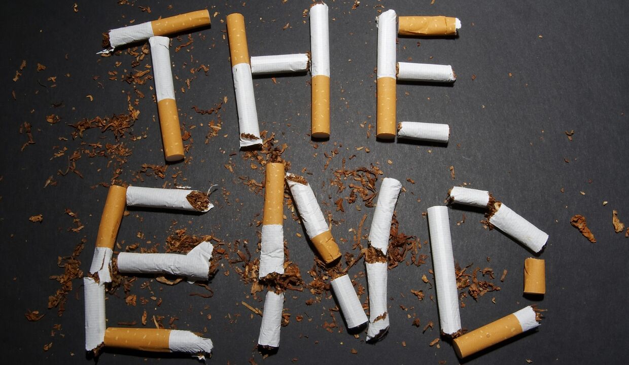 cigarros rotos e cambios no corpo ao deixar de fumar